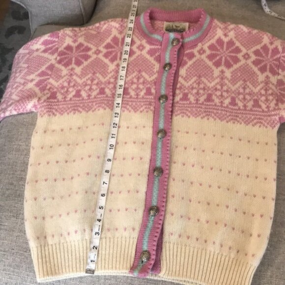 VINTAGE 100% Pure Wool Fair Isle Cardigan Sweater - Picture 9 of 10
